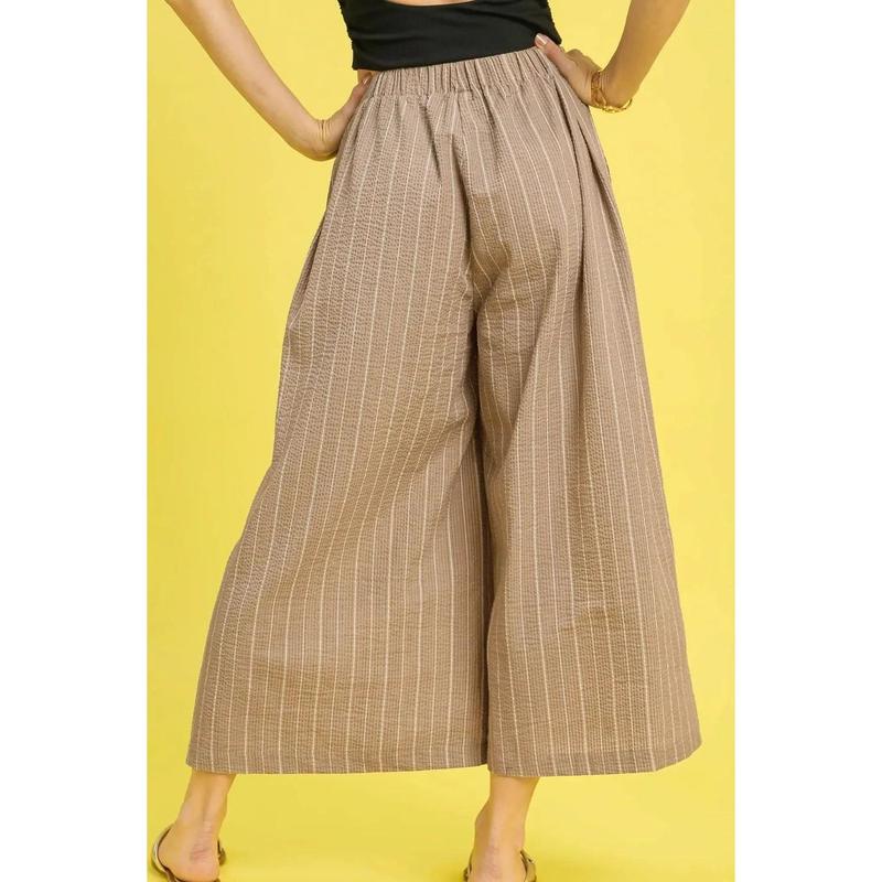 Umgee Pinstripe Crop Palazzo Pants