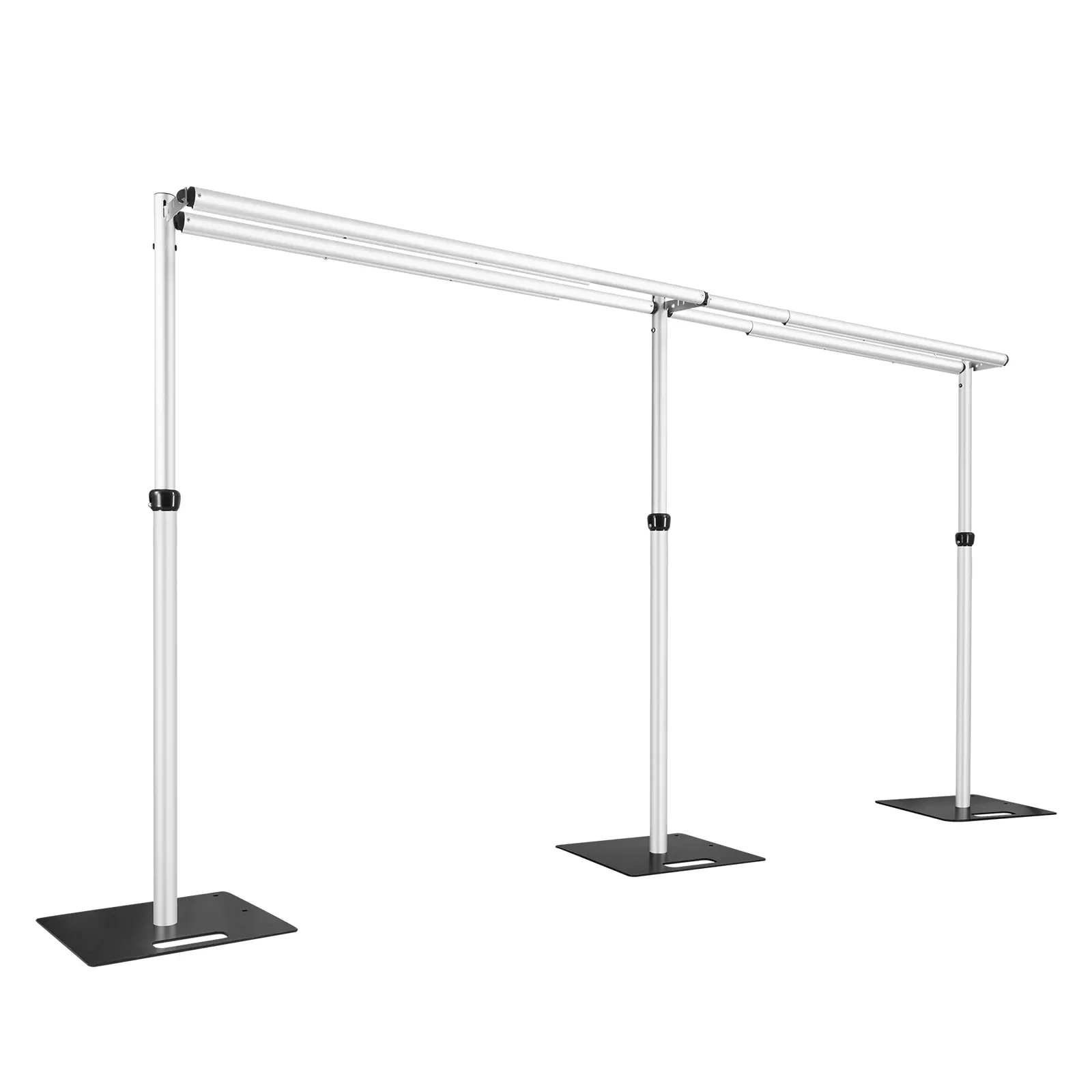 Hecis Heavy-Duty Adjustable Double Crossbar Aluminium Pipe and Drape Stand Kit, Backdrop Frame (6-10 Tall, 10-20 Wide, Max 10x20Ft) for Weddings, Business Events