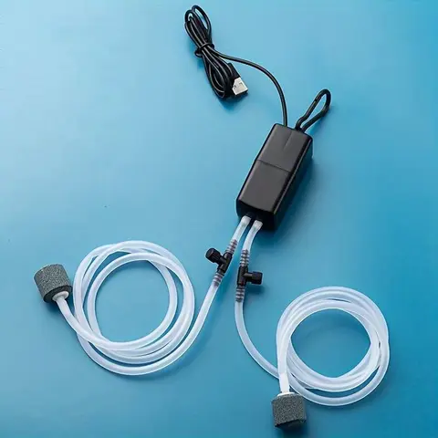 USB Aquarium Dual-port Oxygen Pump, Quiet & Automatic Oxygenator for Fish Tanks, Efficient Mini Oxygenator for Fishing & Aquariums, Aquarium Air Pump, Aquarium Accessories, Fish Tank Aerator