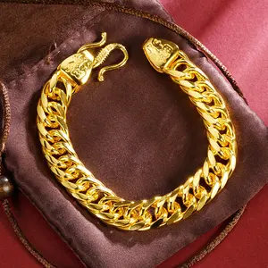 Cuban double-link boss bracelet for men and women, long-lasting color, Roman jewelry, wholesale birthday gift, waterproof, high quality