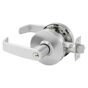 Sargent 10 Line Series Grade 1 Entrance Office Turn Button Cylindrical Lockset, L Lever, Conventional LA Keyway, Satin Chrome Finish, Non-Handed, 2-3/4" Backset, ASA Strike