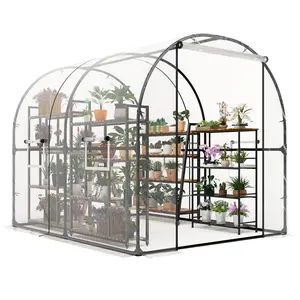 Garvee Upgraded Heavy Duty Walk-In Greenhouse – Spacious Outdoor Galvanized Steel Frame – PE UV Protected Cover, Mesh Screen Door, Roll-Up Zipper Tunnel Window, Integrated Watering Kits – Perfect for Garden Plants, Seedlings & Vegetables