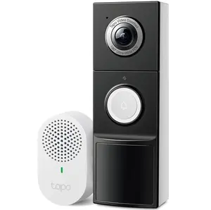 TP-Link & Tapo D225 Smart Video Doorbell Camera with Chime | 2K QHD, 180° Head-to-Toe View, Battery or Hardwired, Color Night Vision, FREE Person/Package/Vehicle AI Detection, Ring-Call, 24/7 Local Storage(No Monthly Fee) Home Security System