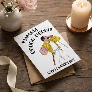 Funny Mothers Day Card for Mum, Mama Ooooh Freddie Inspired, Queen Music Card, From Daughter, From Son, Mother's Day Gift