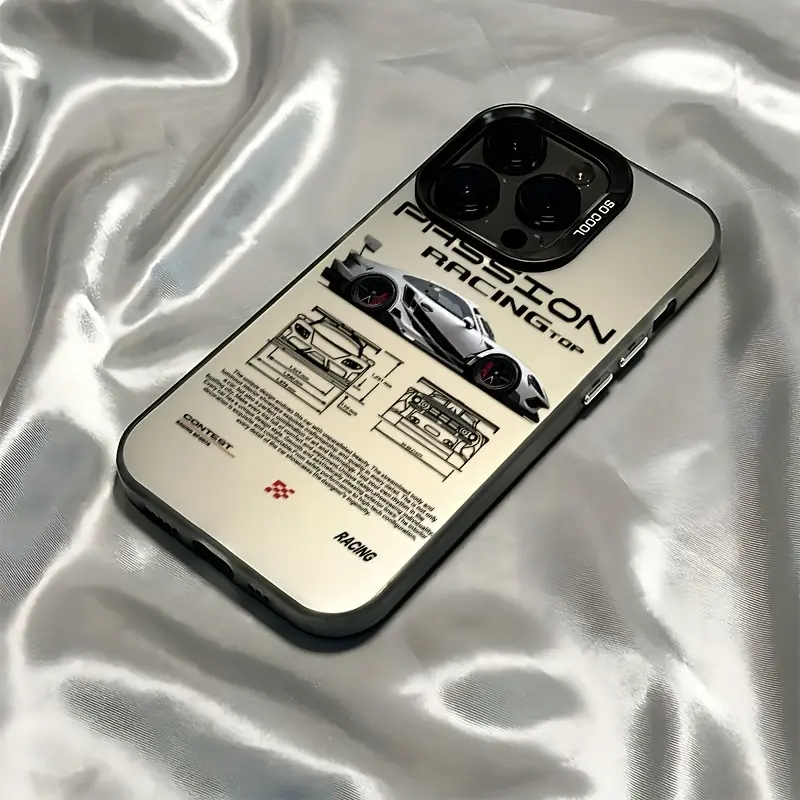 Luxury Porsche Letter Pattern Sports Cellphone Cover - Shockproof, Anti-Drop, Matte Back Protection Accessory for iPhone 17,16e,16,15,14,13,12,11 Pro Max,Air,X,XR,XS Max,8,7 Plus Devices, Accessories