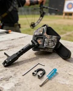 NovaSpark Hunting Buckle Compound Bow Trigger Release - Zero-Creep Trigger with Micro-Tension & Polished Jaws (No D-Loop Wear),Camouflage Archery Wrist Release for Bow Hunting & Target