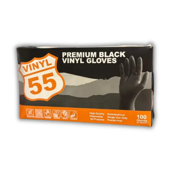 Emerald Vinyl 55 Powder-Free Black  Vinyl Gloves