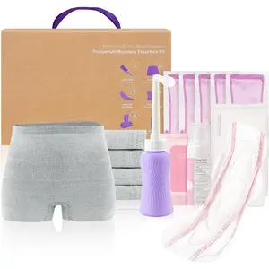 Postpartum Essentials Recovery Kit, Includes 5 Disposable Underwear, 24 Perineal Soothing Pad Liners, Perineal Soothing Foam, 5 Instant Ice Pads, Peri Bottle and 5 Postpartum Pads