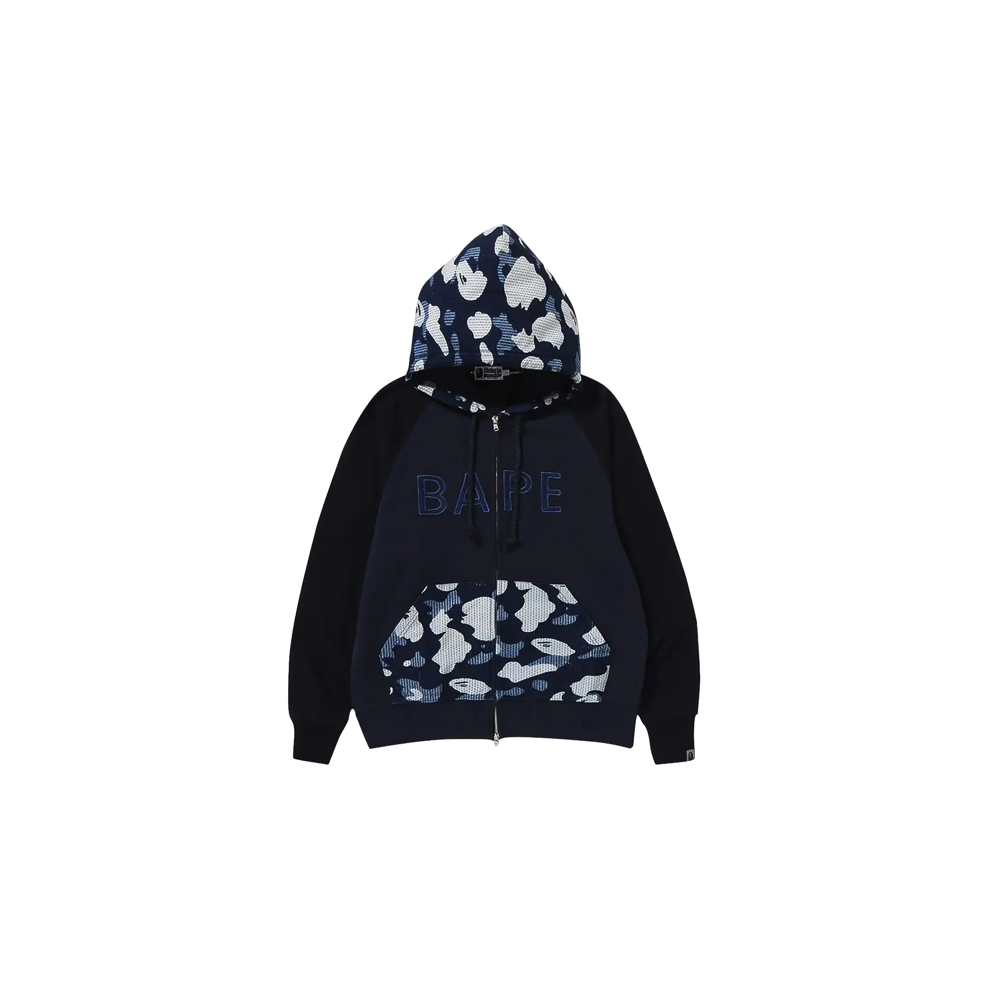 Bape X Sashiko Camo Relaxed Full-Zip Hoodie "Navy" BAPE071