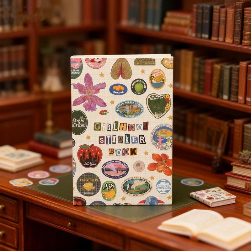 Cute Vintage-Style Girlhood Sticker Book, Sticker Notepad for Stamp Collectors, Gift for Friends and Family