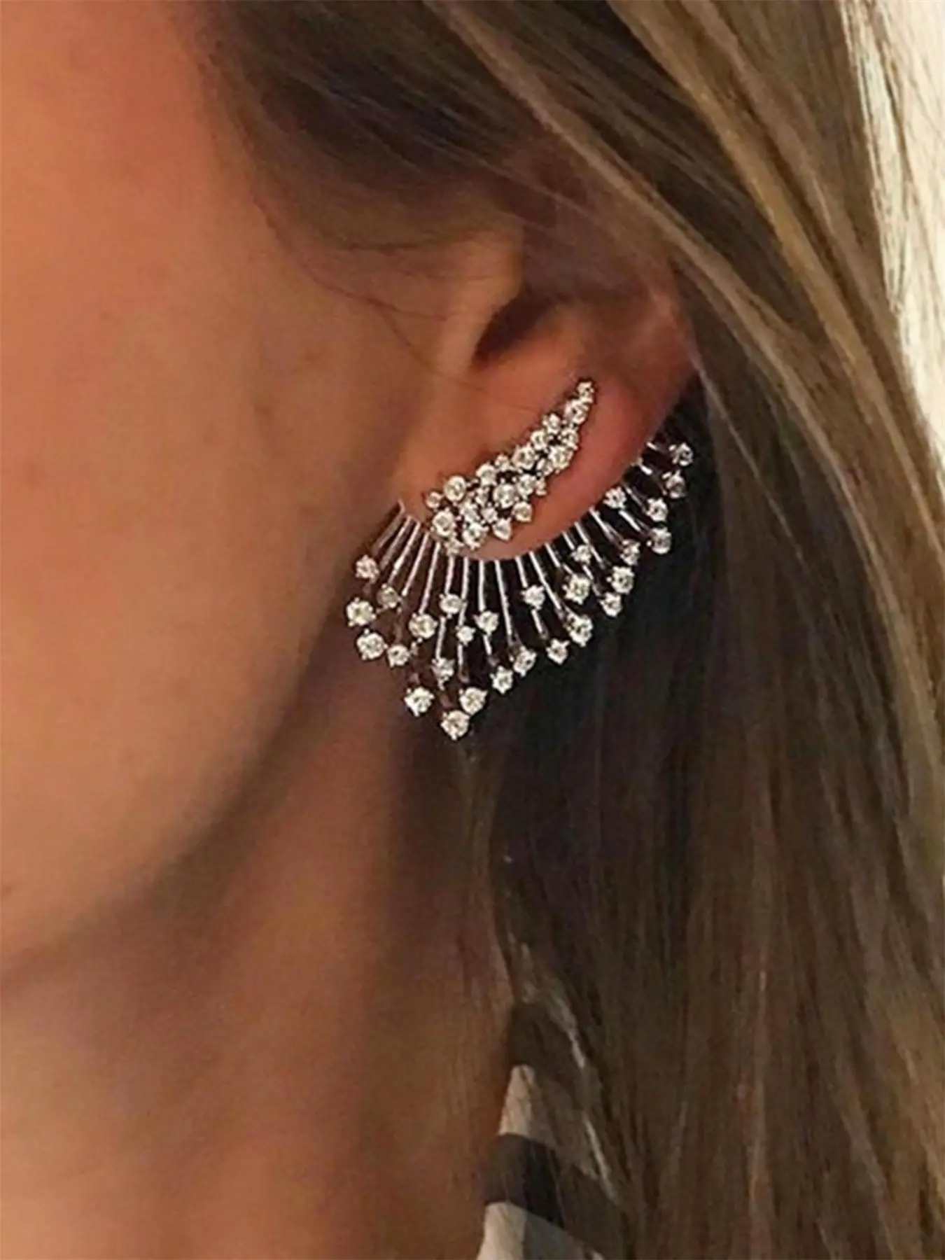 Women's Elegant Artificial Zircon Decorated Earrings, Exquisite Trendy Rhinestone Earrings, Fashionable Jewelry for Women for Party & Daily Clothing Decor, Statement Earrings, Shining Earrings