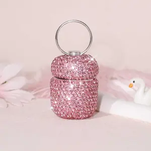 New high-end diamond-encrusted aluminum alloy keychain bottle, mini waterproof pill container, emergency pill bottle, sealed pill jar,crystal pill bottle