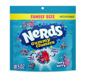 NERDS Gummy Clusters, Candy, Very Berry, Crunchy and Gummy, 18.5 oz