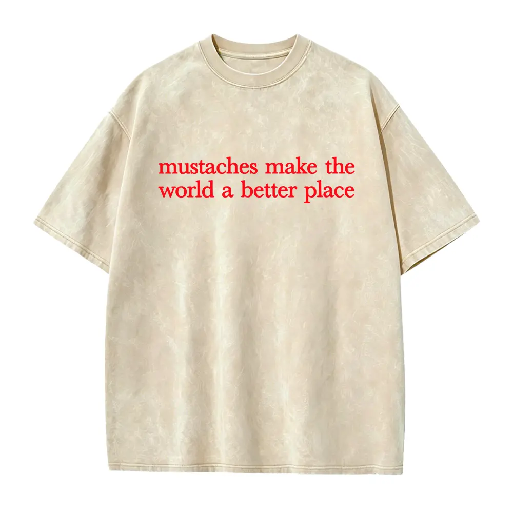 Mustaches Make The World A Better Place Shirt Funny Mustache Lover TShirt For Women For Y2K Streetwear Graphic Tee Graphic Concert T-Shirt