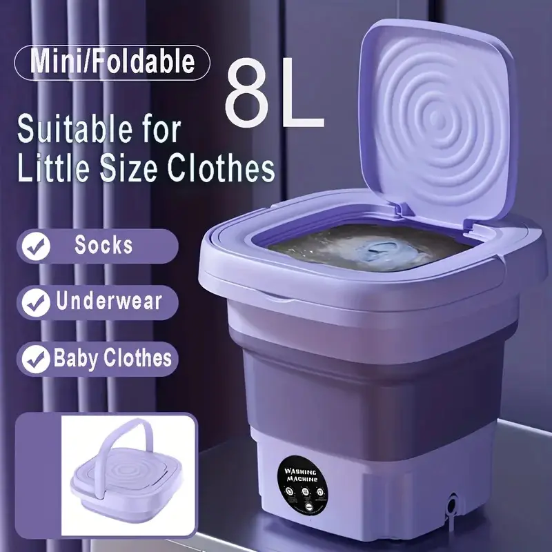 Portable Folding Mini Washing Machine - Space-Saving, Easy to Carry, Healthy Laundry for Undergarments and Socks, Ideal for Business Trips and Small Spaces, Available in Two Colors