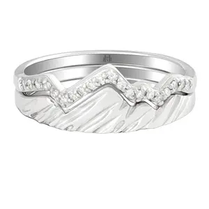 Limited Edition Teton Stacking Rings™ Mountain Duo in 18K White Gold