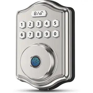 52HZ Fingerprint Door Lock, Keyless Entry Door Lock with Code, Voice Guidance Electronic Keypad Deadbolt Smart Locks for Front Door, Anti-Peeping Password, Auto Lock, Easy to Install, Satin Nickel