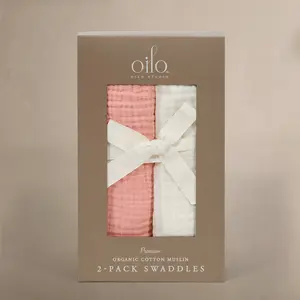 Eggshell Crème & Rosette Pink - Premium Muslin Swaddle Blanket Set
