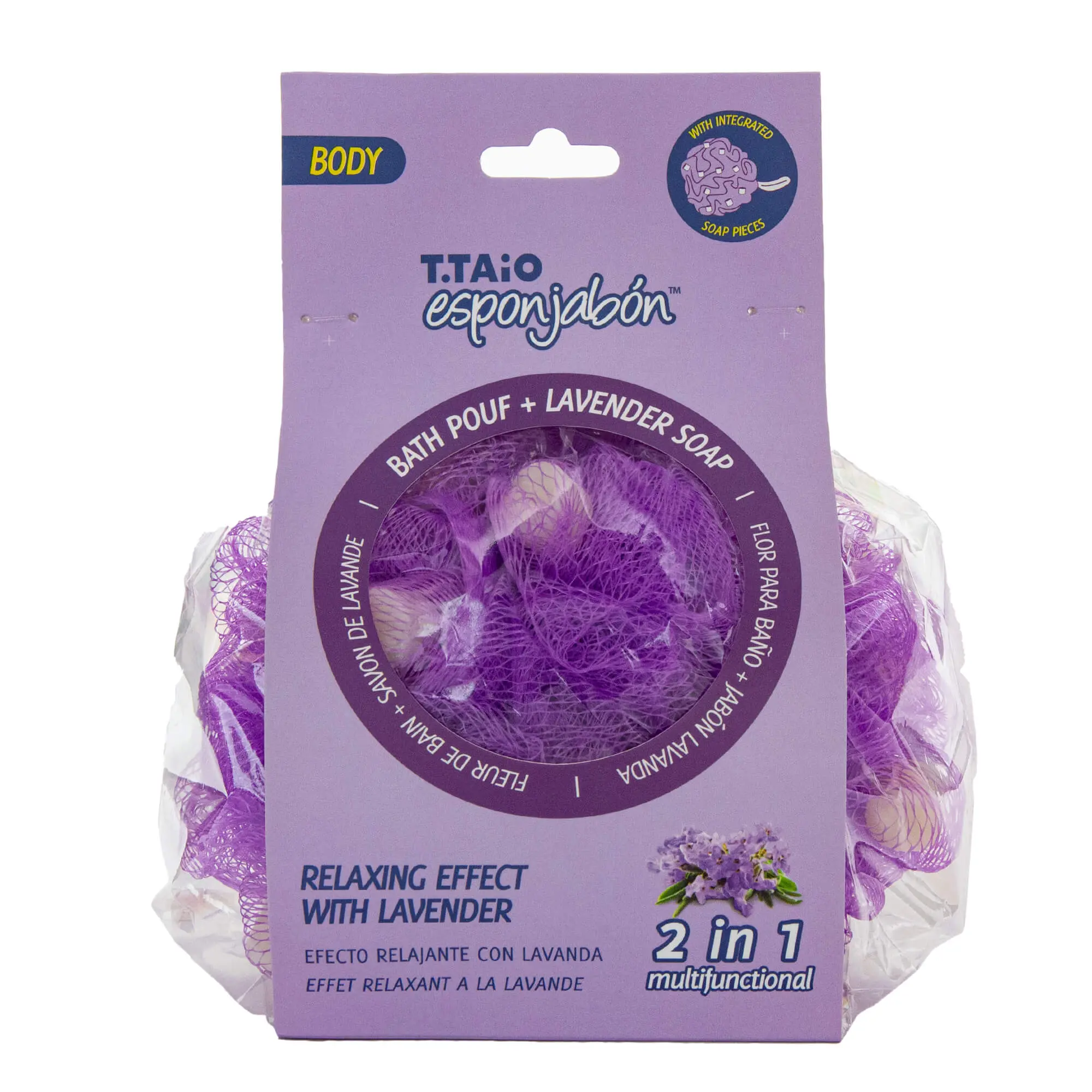 Esponjabon Bath Pouf + Soap Lavender, Relaxing Effect