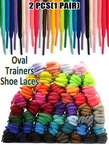 2 Pcs(1 Pair) 0.16 Inch Wide Half Round/oval Shoelaces, Footwear Lace, Suitable for Sports Shoes, Running Shoes, Casual Sneakers, Boots