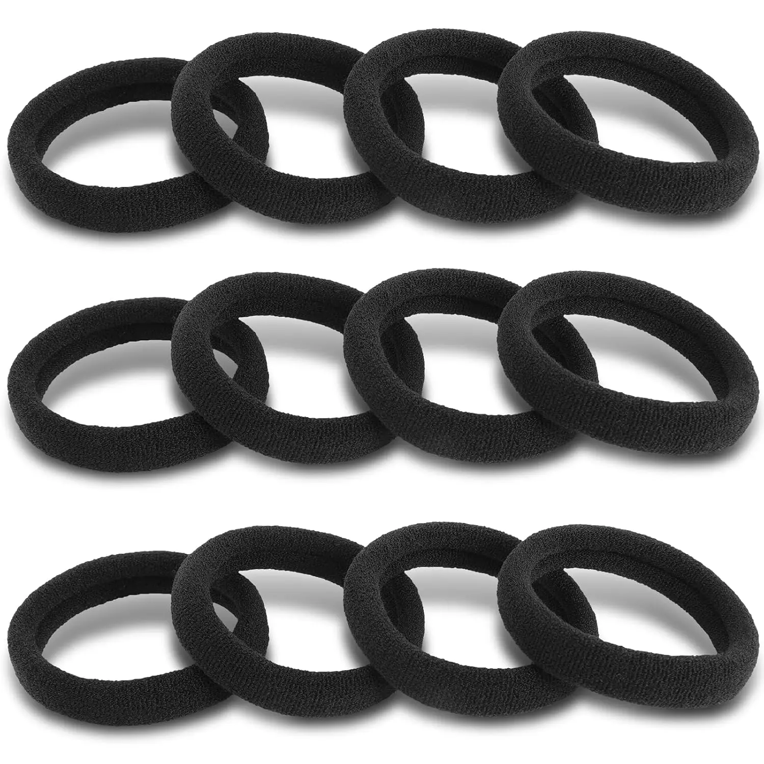120PCS Black Hair Ties for Women Girls, Elastic Hair Bands Ponytail Holders | Soft Cotton Seamless Hair Tie for Women or Men, No Damage for Thick Hair, 1.8 Inch in Diameter