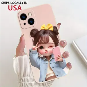 Suitable for iPhone 16 15 14 13 1211 Pro Max cartoon cute girl, creative design pattern mobile phone case, beautiful, give boyfriend and girlfriend gifts.
