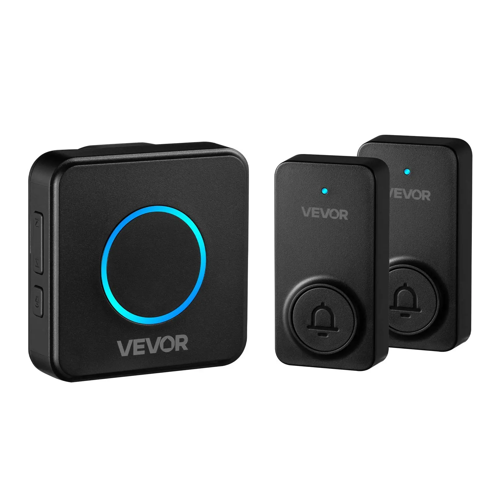 VEVOR Wireless Doorbell Transmitter Kit with 1 Receiver, IP54 Waterproof Door Chime, 1000 ft (304.8m) Range, 5 Adjustable Volumes, 48 Ringtones, Silent Mode, RGB Lights, Adhesive Mount Easy Installation, Ideal for Home Office, 1000 Ft/300 M