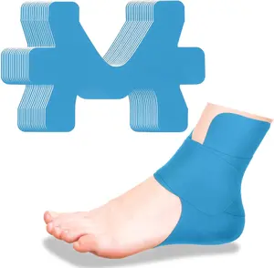 10Pcs Precut Kinesiology Ankle Tape Breathable Elastic Athletic Tape for Muscle Support Pain Relief Stabilizes Ligaments for Sports Marathon Blue