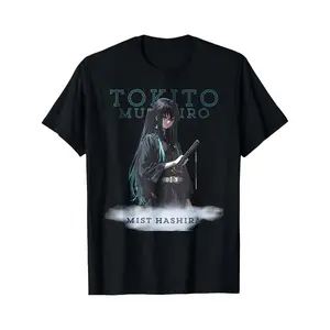 T Shirt Black Tokito Muichiro Mist Hashira Anime Character Design For Fans And Casual Wear