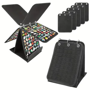 Portable 3-ring binder jewelry organizer-5-page felt needle shows the holder's detachable web page and metal ring