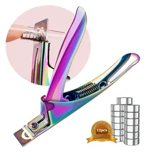 Chameleon Metal Premium Adjustable Nail Clippers with Magnet Sizers for Acrylic Nails, Professional Stainless Steel Fake False Nail Tip Clipper Cutter Trimmer, Manicure Tool for Salon Home Nail Art DIY