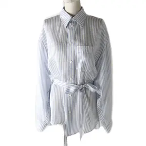 Pre-owned Balenciaga Others Small Leather Goods Logo Striped Cupra Shirt White/Blue