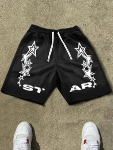 Men's Star Print Drawstring Waist Shorts, Casual Loose Fit Pocket Graphic Shorts for Summer, Fashion Men's Bottoms for Daily Wear