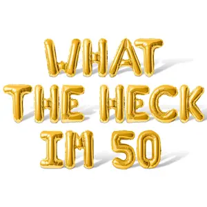 Letter Balloons - WHAT THE HECK IM 50 16" Inch Alphabet Letters Foil Mylar Balloon 50th Birthday Party Banner