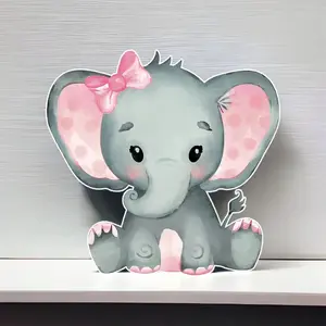 Baby girl elephant baby shower party prop centerpiece backdrop and party decorations. Banner