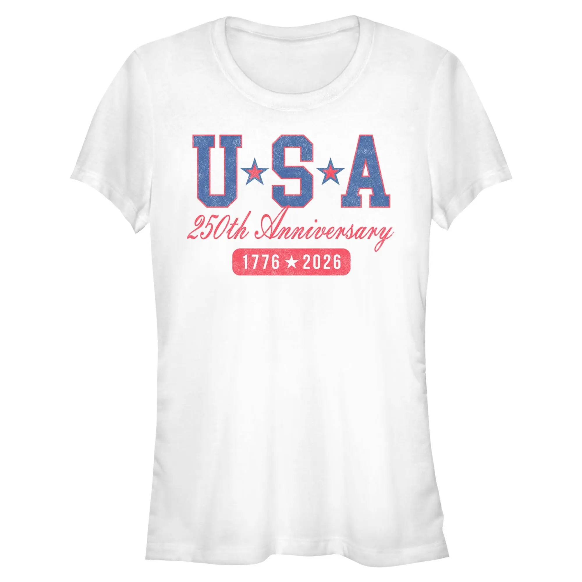 Lost Gods Women's Casual Short-Sleeve Essential Fit Apparel T-Shirt, 1776 USA 250th Anniversary Juniors Top, Shortsleeve