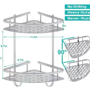 Bathroom Corner Shelves, Aluminum 2 Tier