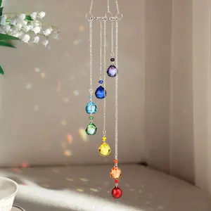 Rainbow Suncatcher Crystal Sun Catcher, Colorful Prism Outdoor Wind Chimes, Garden Suncatchers for Windows, Outdoor Stained Glass Decor, Cultural Home Decor of Earth and Light