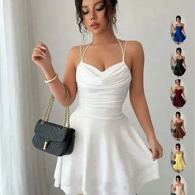 tight white graduation dress ZAPAKA Women Halter Neck Little White Dress Bodycon Floral Graduation Dress, White / US12