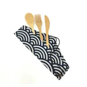 Bamboo Utensils Set Cutlery Wooden Washable