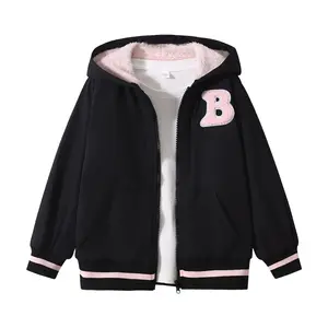 Girls Zip-Up Hooded Fleece Jacket Fall Winter Coat Long Sleeve Hoodies Sweatshirt 4-12Years