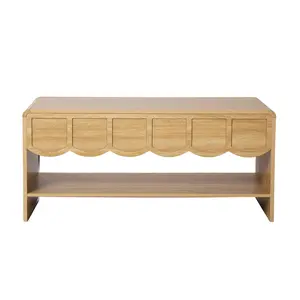 Giratree Lift Top Coffee Table with Hidden Compartment, 2-Tier Wooden Center Table with Wave Panel, Modern Raised Tabletop for Living Room/Office