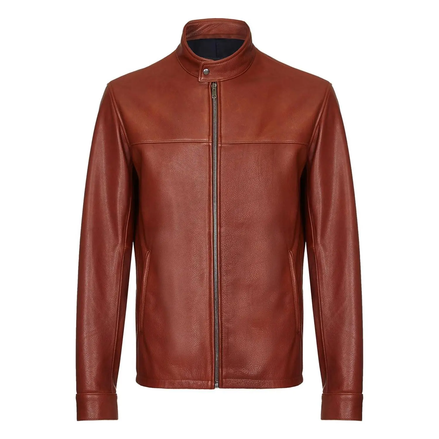 Men's Dark Brown Plain Biker Cafe Racer Jacket