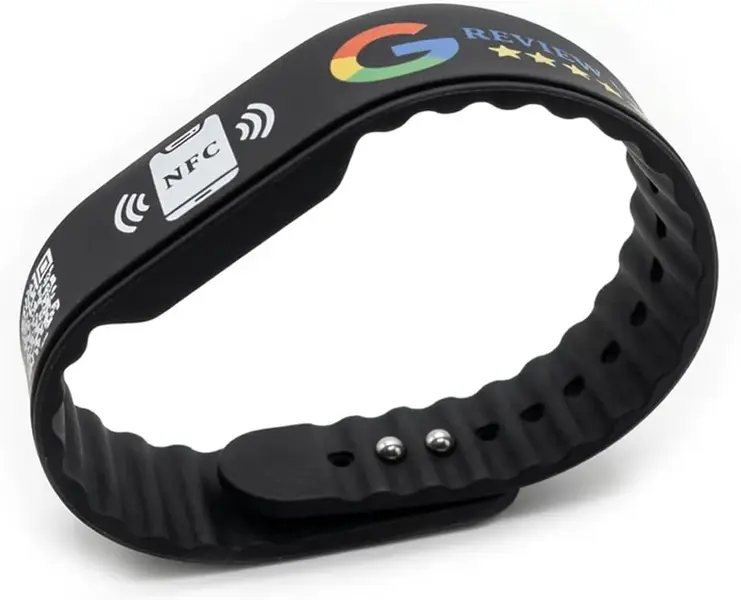 Silicone Double Layer NFC Wearable Social Wristband for Instagram, Facebook Influencers - Tap to Review & Follow, Rewritable, Analytics, Waterproof