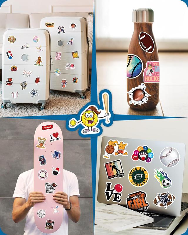 300 Pcs Sport Stickers for Kids, Water Bottle Stickers, Cute Vinyl Waterproof Hydroflask Phone Skateboard Laptop Stickers, Bulk Sticker Packs for Boys Girls Teens Adults