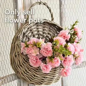 Handmade Woven Rattan Storage Basket, Wall-Mounted Flower Pot, Natural Home Decor Organizer, Ideal for Flowers and Small Items
