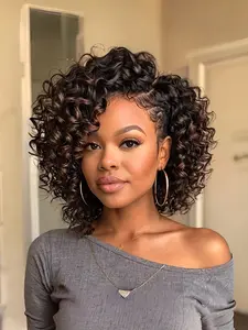 Jamaican Bounce Crochet Hair, 8 Inch Synthetic Ringlet Wand Curl Extensions, Curly Wave, High Temperature Fiber, Unisex Adults