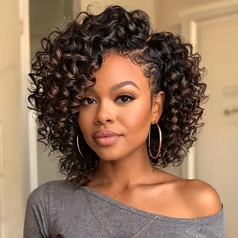 Jamaican Bounce Crochet Hair, 8 Inch Synthetic Ringlet Wand Curl Extensions, Curly Wave, High Temperature Fiber, Unisex Adults, Synthetic Braids, Synthetic Braided Hair, Synthetic Wavy Hair, Synthetic Hair Pieces