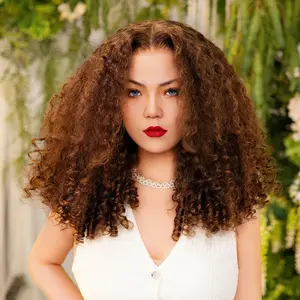 [Luxury Queen Series] FF WIG Burmese Curly Raw Human Hair Glueless Wig 20 28 Inches 9*6 Pre-Cut Invisible Lace 250% Density Chocolate Brown Wear Go Wig with Special Drawstring