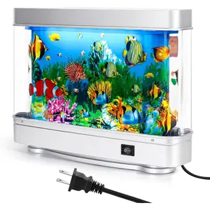 Fish   Aquarium - Artificial Fish Lamp with Moving Tropical Fish - LED Sensory Aquarium Light for Bedroom and Office, Ideal for  and Adults - Relaxing Night Light &  Reliever